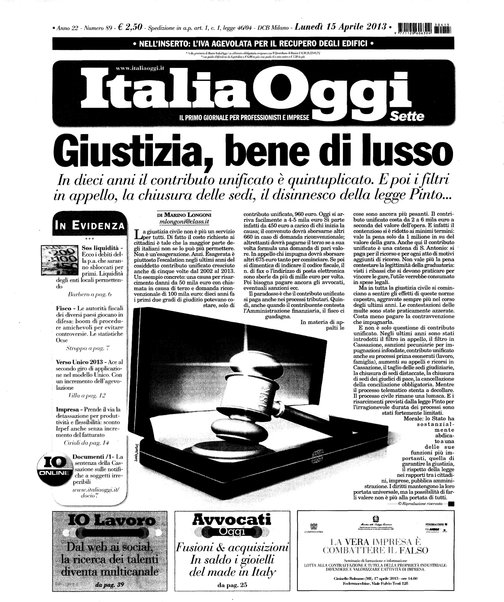 Italia oggi : quotidiano di economia finanza e politica